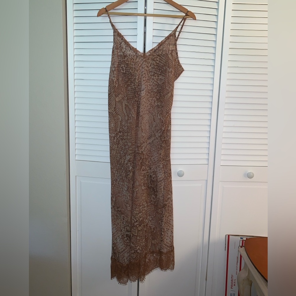 Soft Surroundings sheer animal print slip dress Size Large